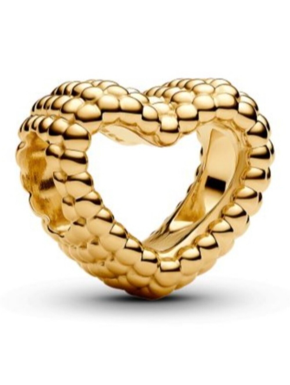 Authentic Pandora Beaded Open Heart Gold-Plated Charm